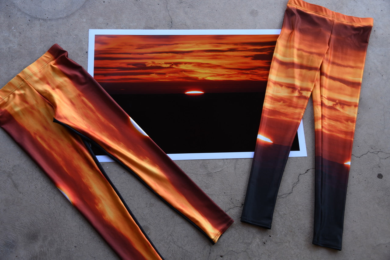 Orange Sundown All-Over Print Capri Leggings