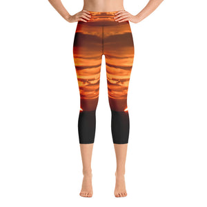 Orange Sundown All-Over Print Yoga Capri Leggings